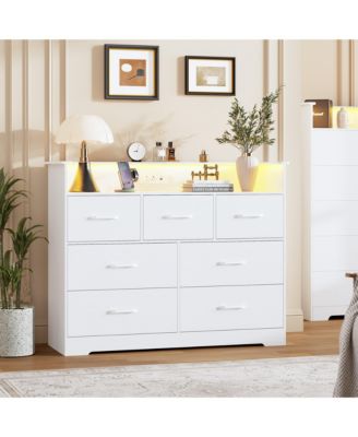 7-Drawer Wooden Dresser, Modern Closet Storage Cabinet for Bedroom, Living Room