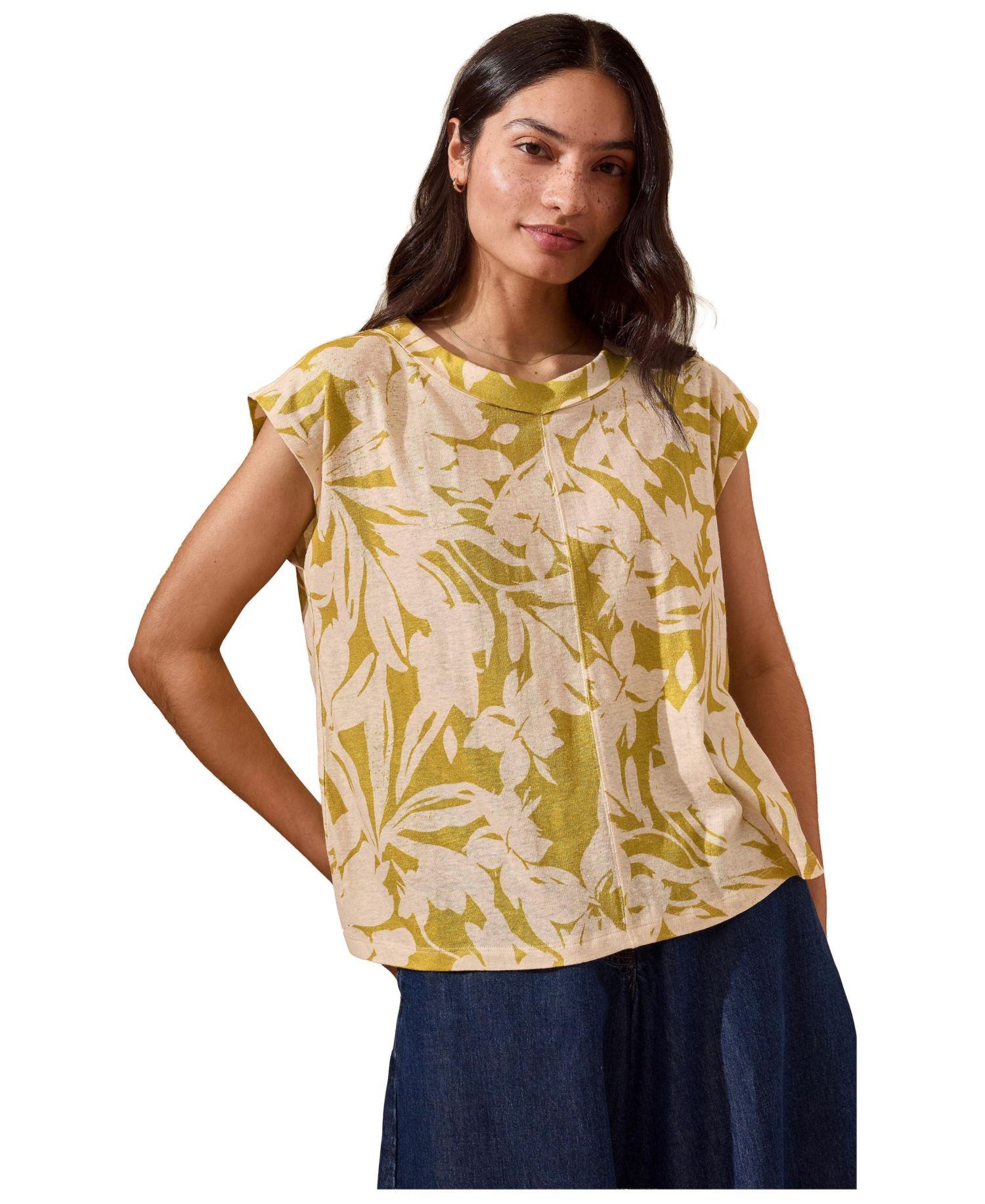 Women's Sleeveless Floral Jersey Top