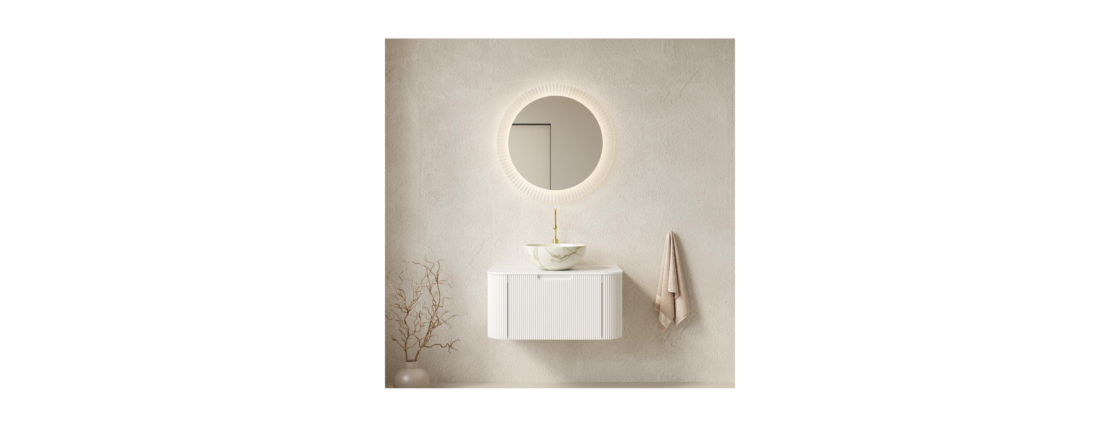 Sillysis Wall Mounted Bathroom Vanity, Matte Bowl Ceramic Basin, Sintered Stone Top