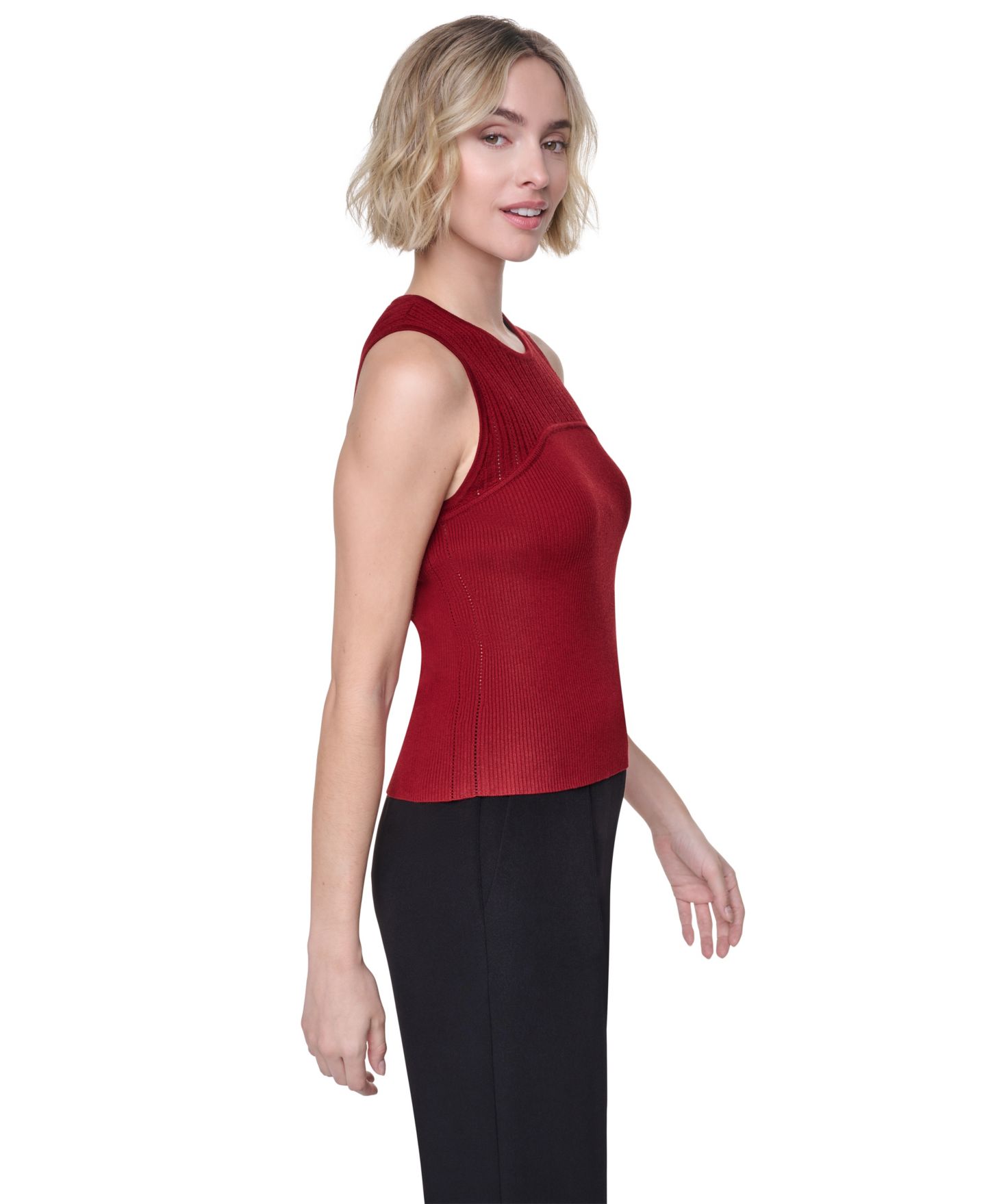 Женский свитер DKNY Yoke Detail Sleeveless Sweater, цвет: Красный — фото 3