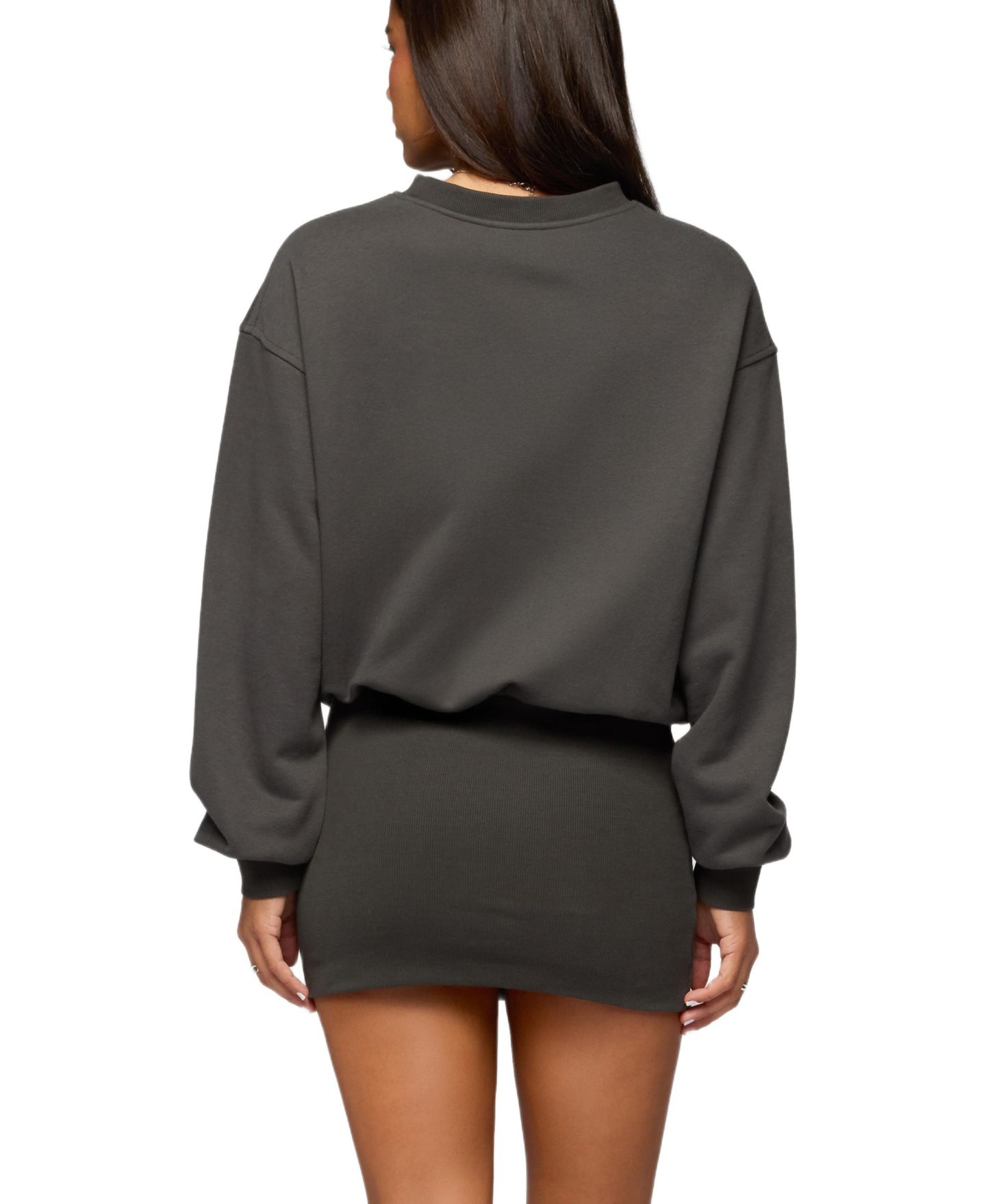 Женское платье Edikted Jannah Sweatshirt Mini, цвет: Тёмный серый — фото 2
