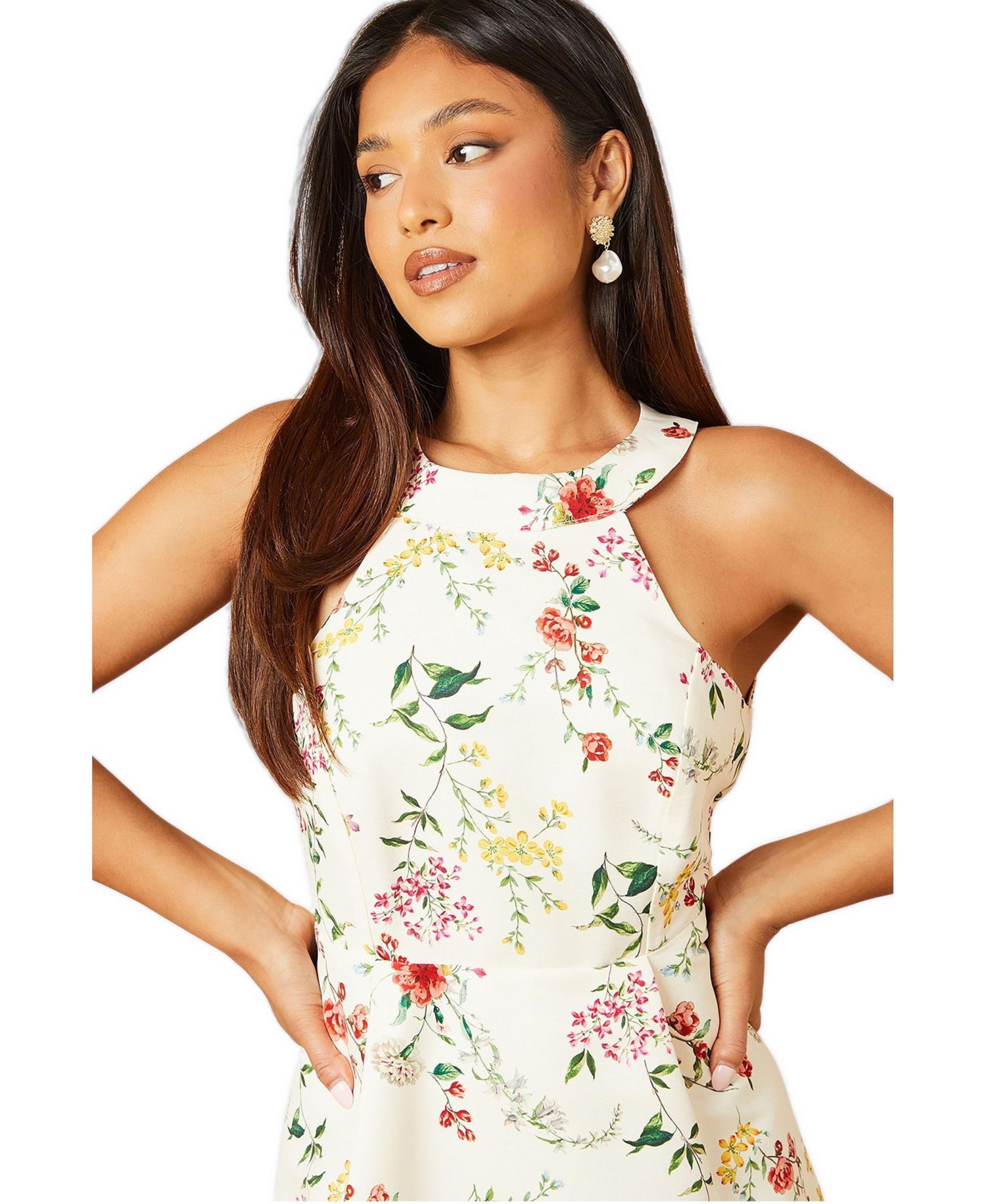Women's Ottoman Twill Halter Midi Dress