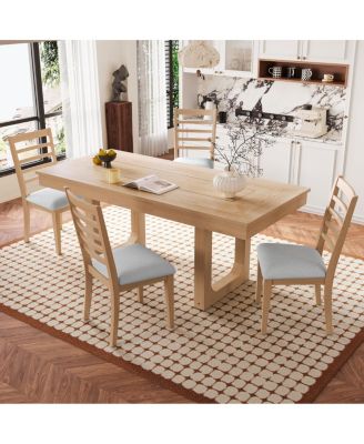 Farmhouse Extendable Dining Table Set with 4 Chairs