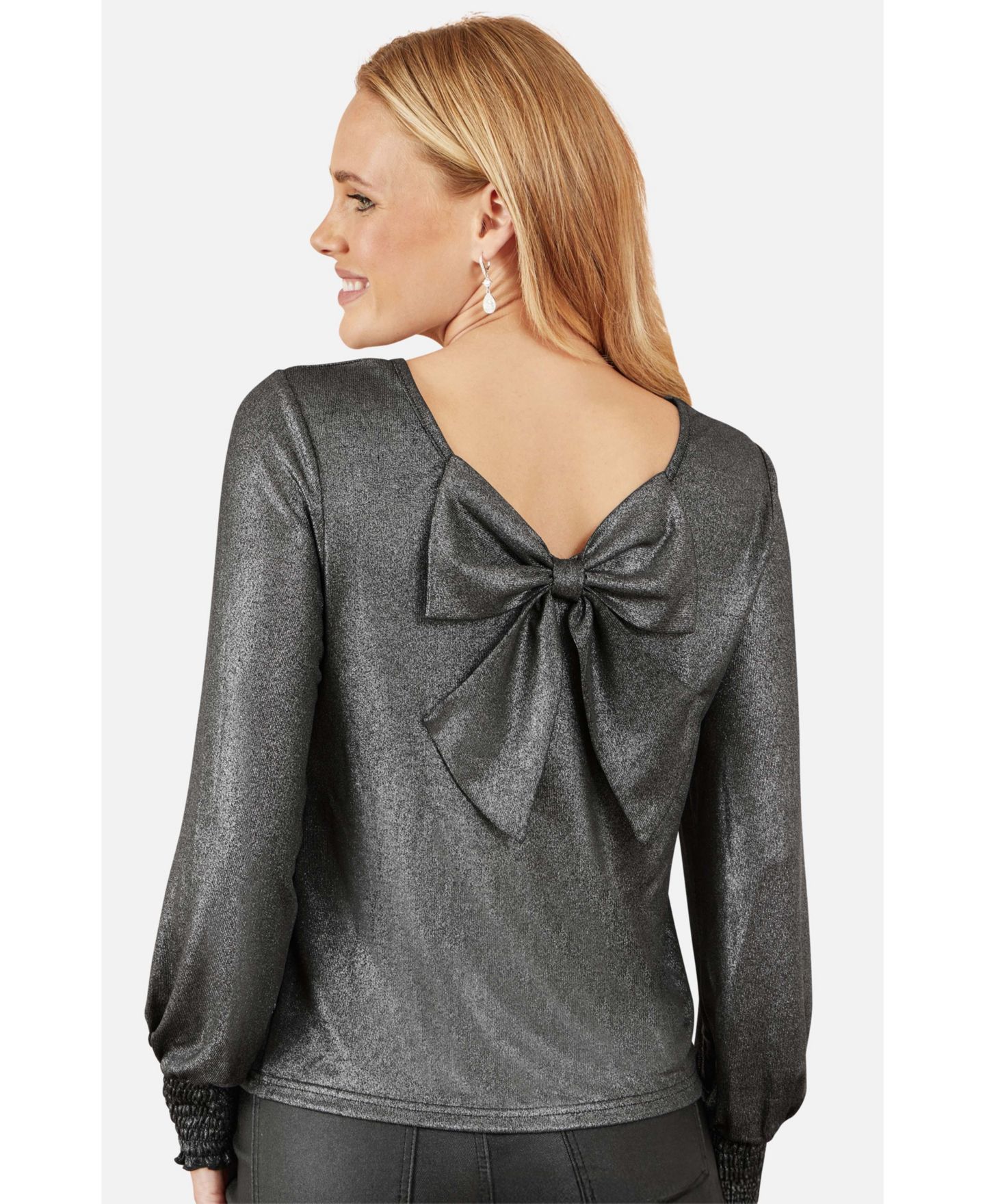 Женский топ Yumi Metallic Bow Back, цвет: Чёрный — фото 4