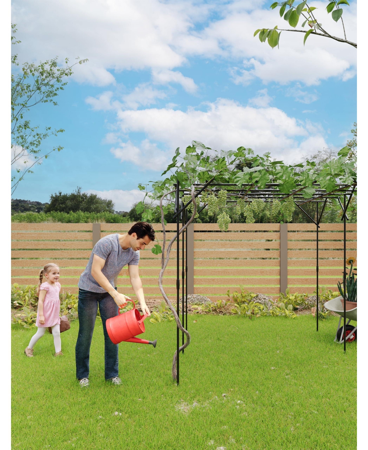 homfan Elegant Metal Garden Arch Trellis for Climbing Plants
