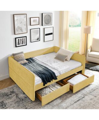  Queen Boucle Daybed w/ 2 Drawers and Tufted Sofa Bed