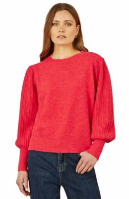 Women's Knitted Balloon Sleeve Textured Jumper