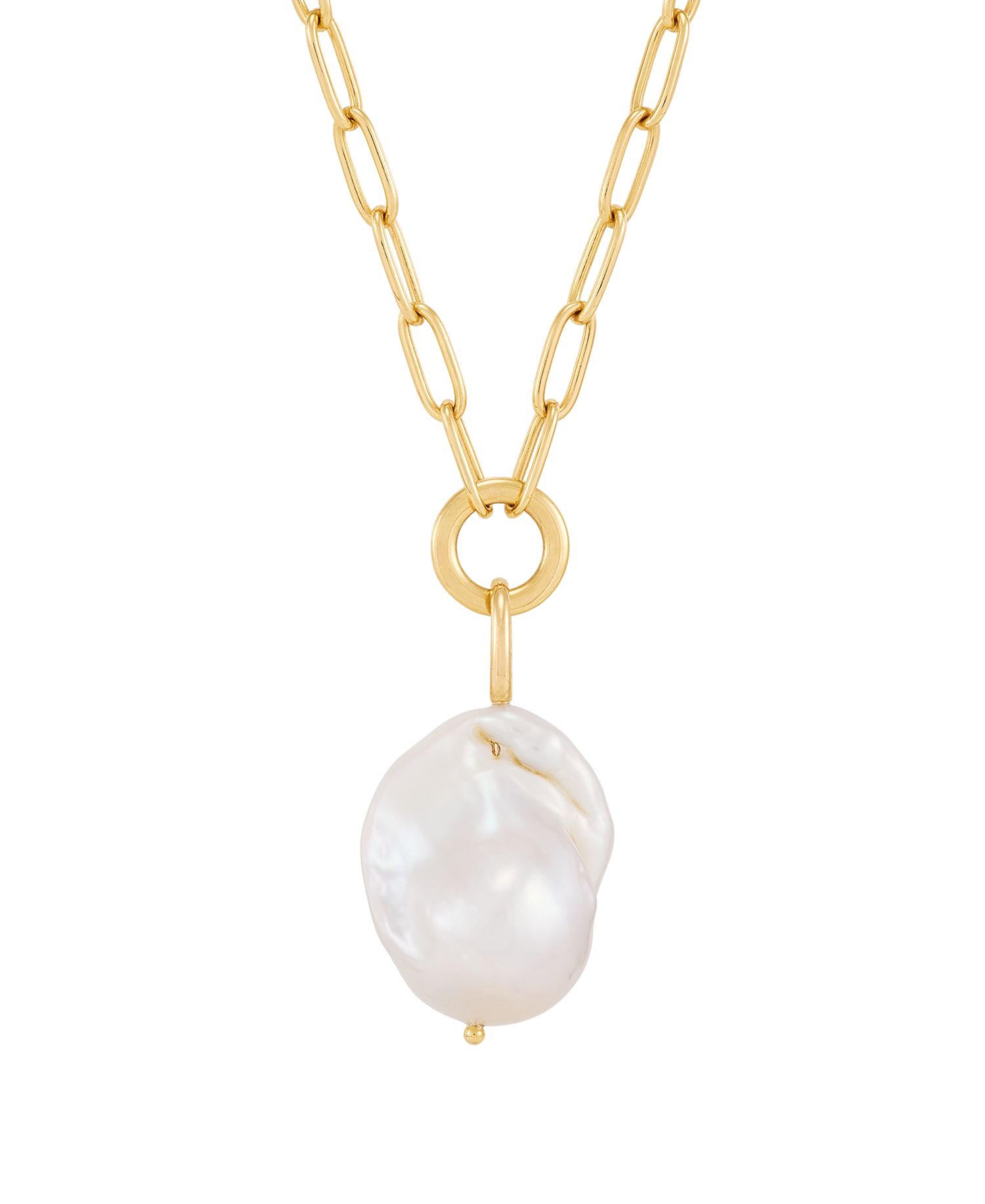 Baroque Cultured Freshwater Pearl (13-14mm) Pendant Necklace in 14k Yellow Gold-Plated Sterling Silver