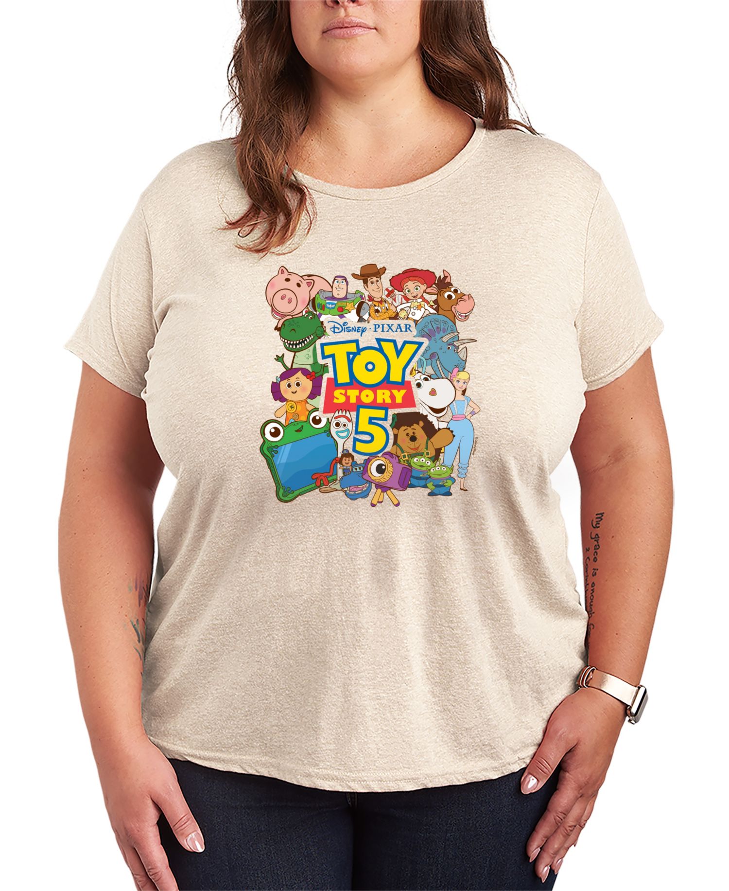 Plus Size Toy Story 5 Woody and Friends Collage Short-Sleeve Graphic T-Shirt