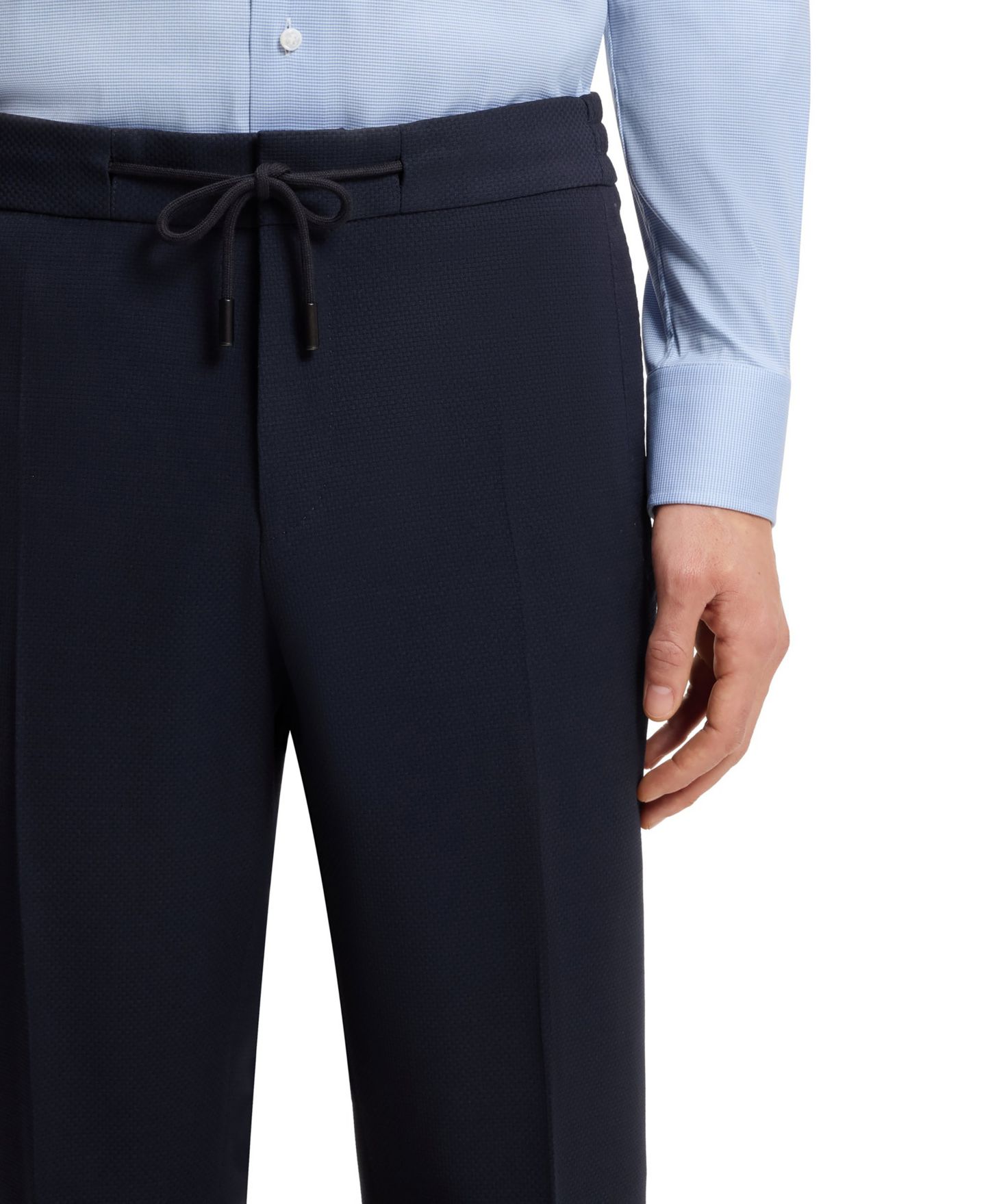 Мужские брюки Hugo Boss Virgin Wool-Silk Slim-Fit, цвет: Тёмный синий — фото 5