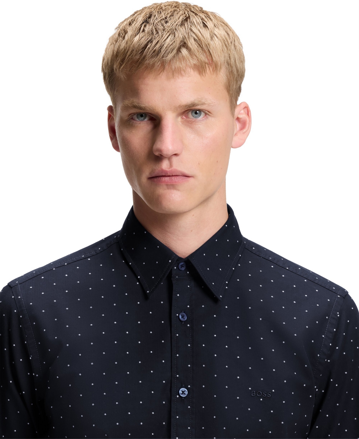 Boss by Hugo Men's Stretch-Cotton Dobby Regular-Fit Dress Shirt