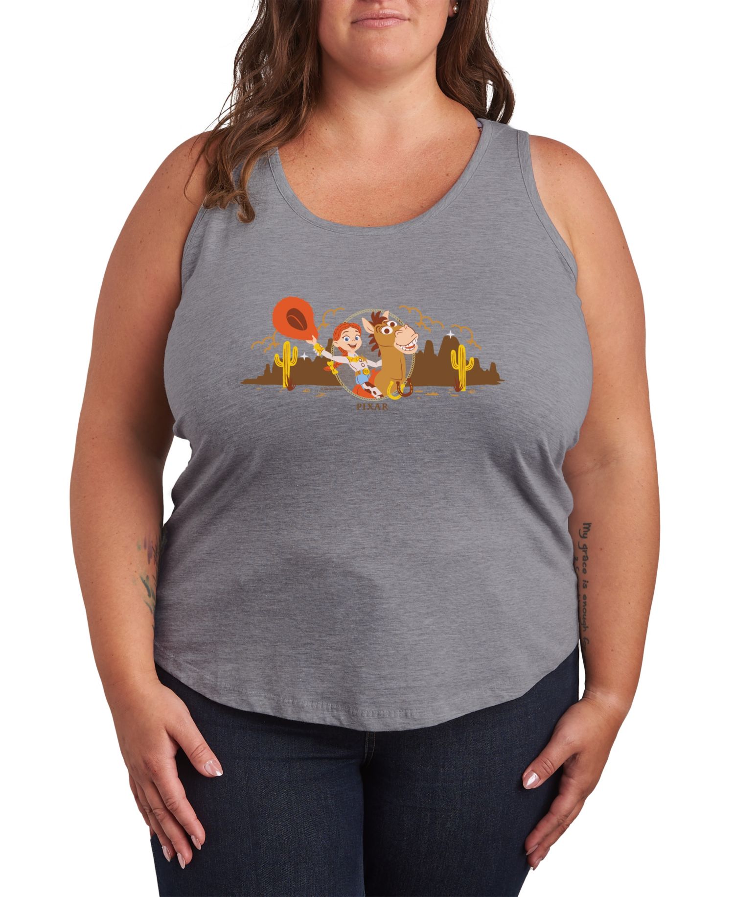 Plus Size Toy Story 5 Jessie Riding Bullseye Western Racerback Sleeveless Tank Top