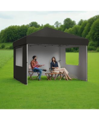 Outdoor 4-Sidewall 10x10 Pop Up Canopy Tent for Picnics, Camping