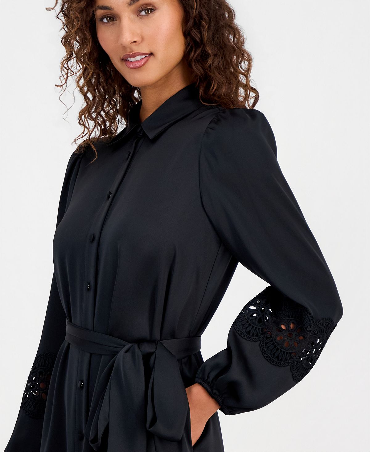 Anne Klein Women's Tiered Belted Shirtdress view 5 — MAYCSS fashion products