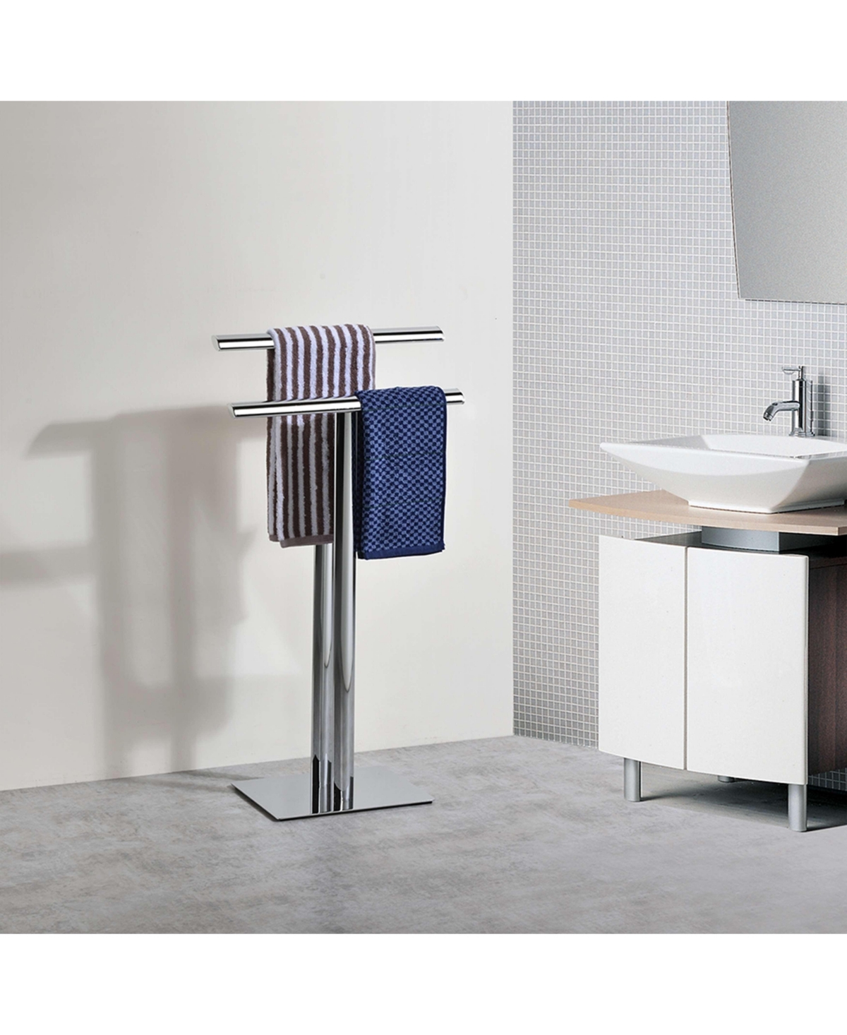 Kings Brand Furniture Metal Double Bar Towel Rack Stand For Bathroom Towel Storage - Chrome