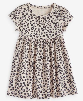 Baby Girls' 0M-24M Short-Sleeve Leopard-Print Cotton Dress