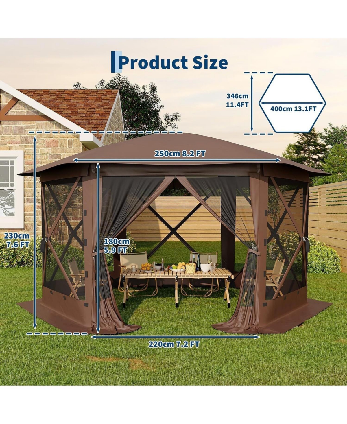 gaomon Pop Up Gazebo Tent with 6 Removable Wind Panels for Outdoor Events, Camping, Patio, Backyard