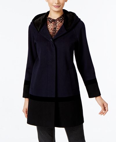 Forecaster Velvet-Trim Colorblocked Walker Coat