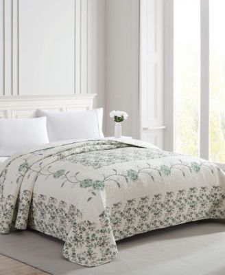 Carnation Embroidered Bedspread, Queen
