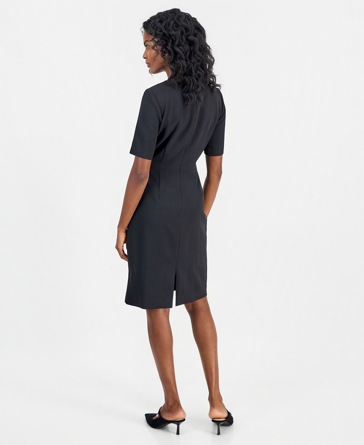 Kasper Women's Tie-Neck Short-Sleeve Sheath Dress view 3 — MAYCSS fashion products