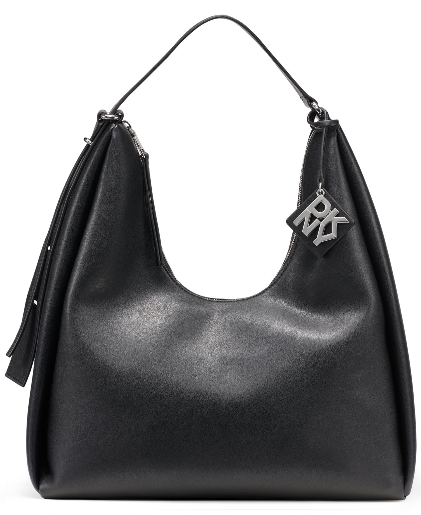 Женская сумка DKNY Elicia Large Hobo Handbag, цвет: Чёрный / Серебряный — фото 1
