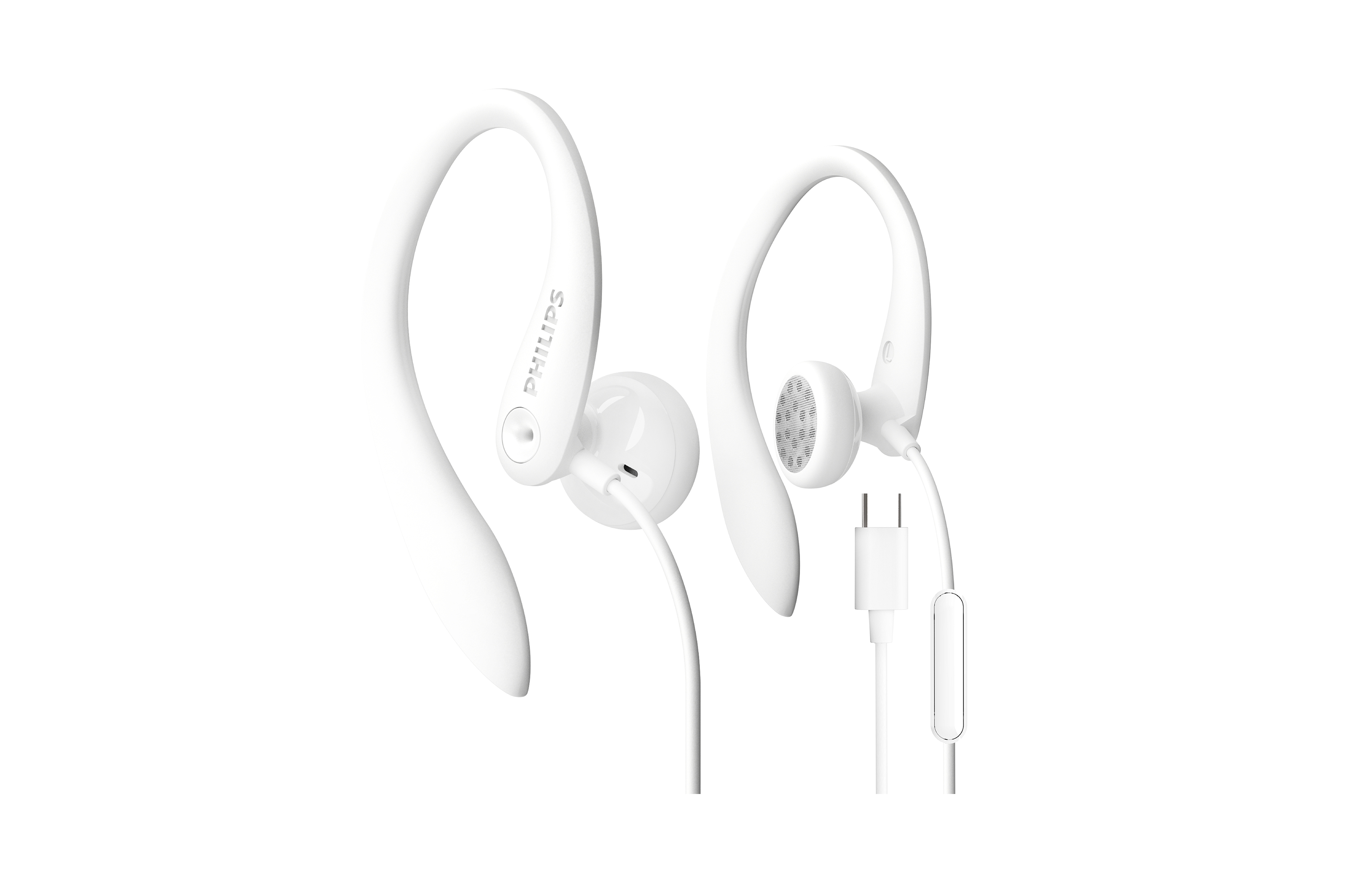 Philips Usb-c Wired Earbuds with Microphone, Secure Fit Over-Ear Sport Earhook Wired Open Ear Headphones for Running and Gym