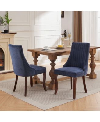 Rayon Cloth Flocking Linen Dining Chairs Channel Kitchen Dinner Chair Comfy Fabric Upholstered Accent Chair for Dining Room,Set of 2