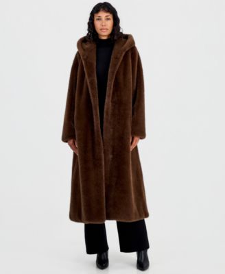 Women's Maxi Hooded Faux Fur Coat
