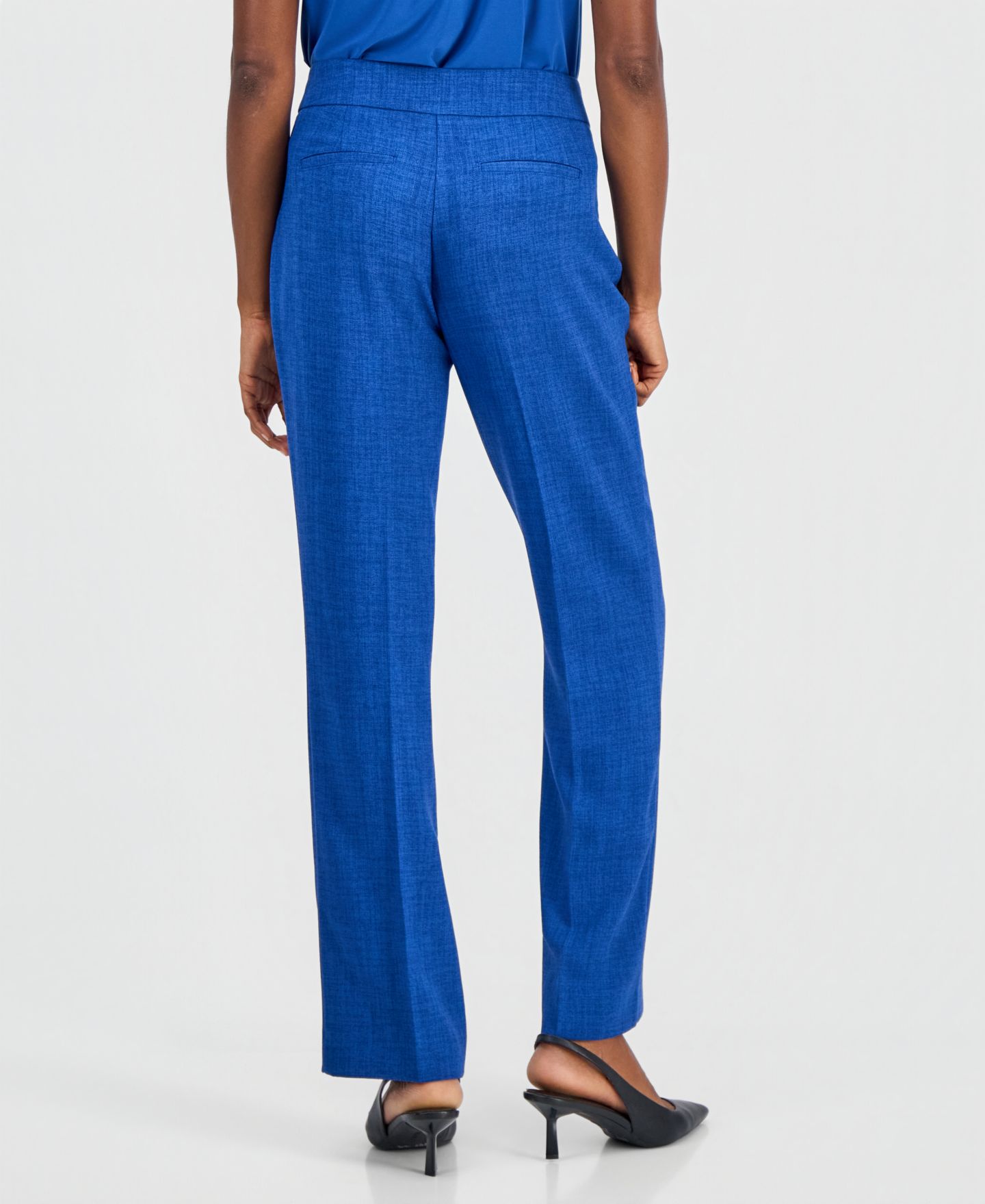 Женские брюки Kasper Textured High-Rise Straight-Leg Trousers, Regular & Petite, цвет: Синий ночной меланжевый — фото 2