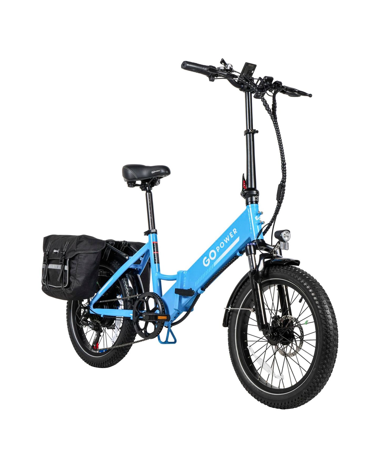 GoPowerBike GoPlus Folding Electric Bike 20" Fat Tire eBike 500W Motor, 20mph Top Speed 45+ Mile Range Removable Battery Class 1 and 2, цвет: Синий — фото 1
