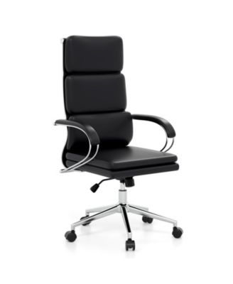 Adjustable Height Ergonomic Leather Office Chair with Rocking Feature for Work and Study