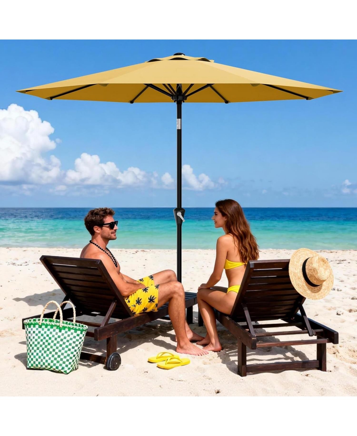 gaomon 9FT Patio Umbrella with Smooth Crank Lift Uv Protection Waterproof for Pool, Deck, Yard, Garden (No Base)