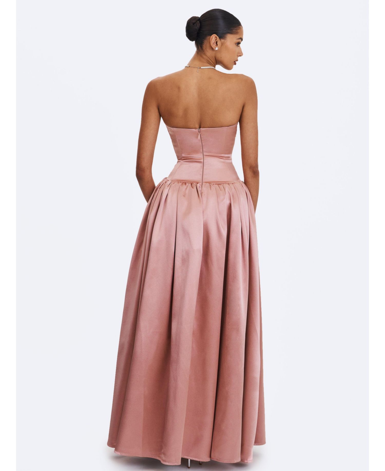 Women's Willette Satin Strapless Gathered Maxi Dress