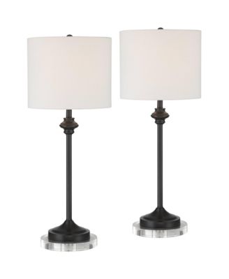 Lynn Modern Industrial Table Lamp Set of 2 with Round Risers 27 Inches Tall Drum Shade for Bedroom Living Room Bedside Nightstand Office
