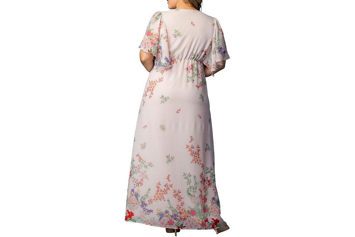 Kiyonna Plus Size Catalina Border Print Gown view 2 — MAYCSS fashion products