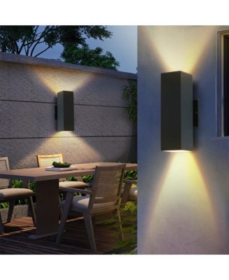 2 Pack Outdoor Wall Sconce Modern Up Down Weatherproof Wall Light Aluminum Exterior Wall Mount Fixture for Porch Patio Garage