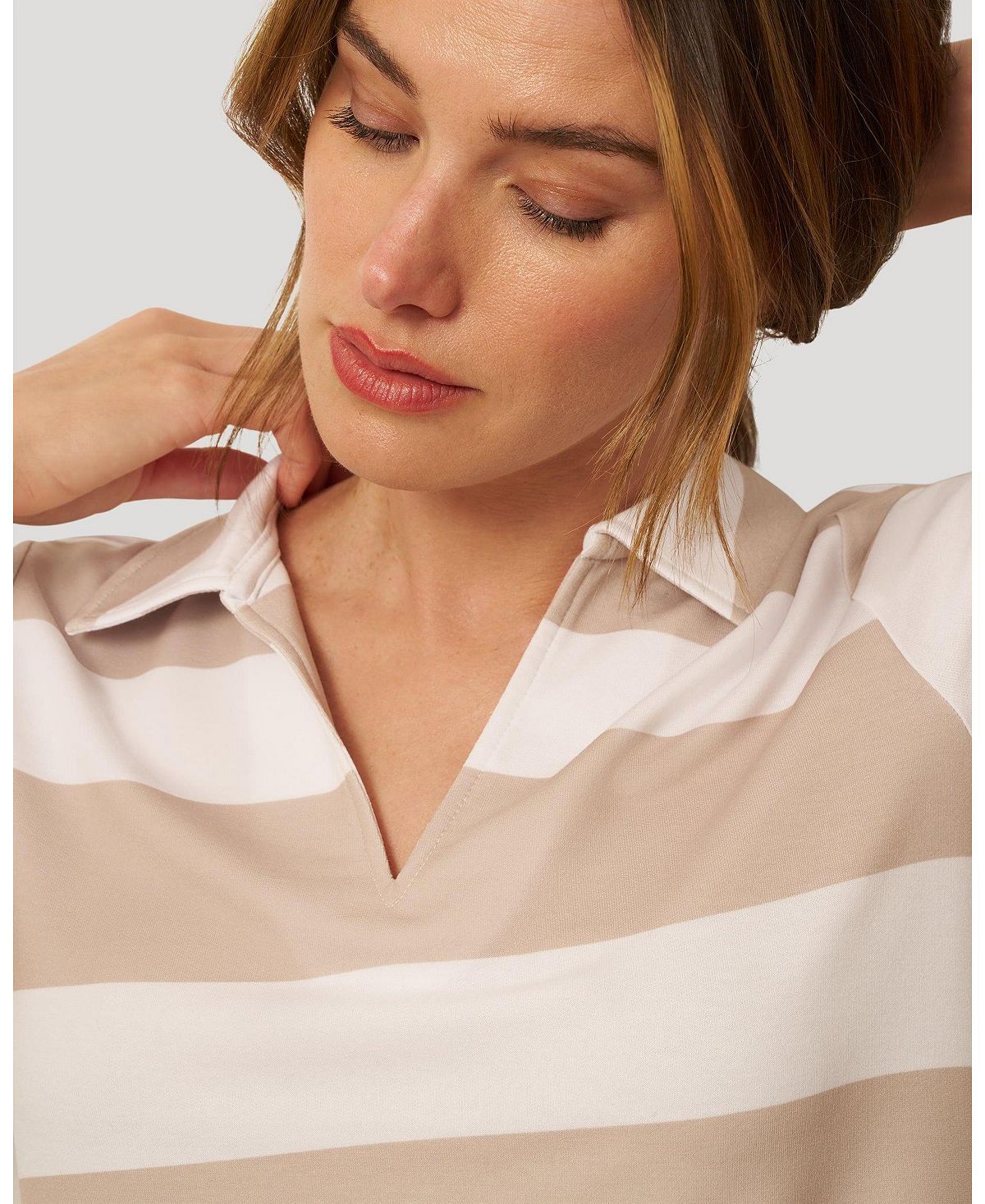 Cable & Gauge Women's Striped Polo Collar Mini Dress view 5 — MAYCSS fashion products
