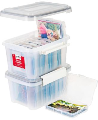 USA WeatherPro Photo Storage Organization Container with 7 Inner 4 Inch x 6 Inch Cases, Two Pack
