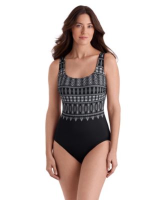 Women's Tribal Nights Double X-Back Tank Long Torso One-Piece Swimsuit