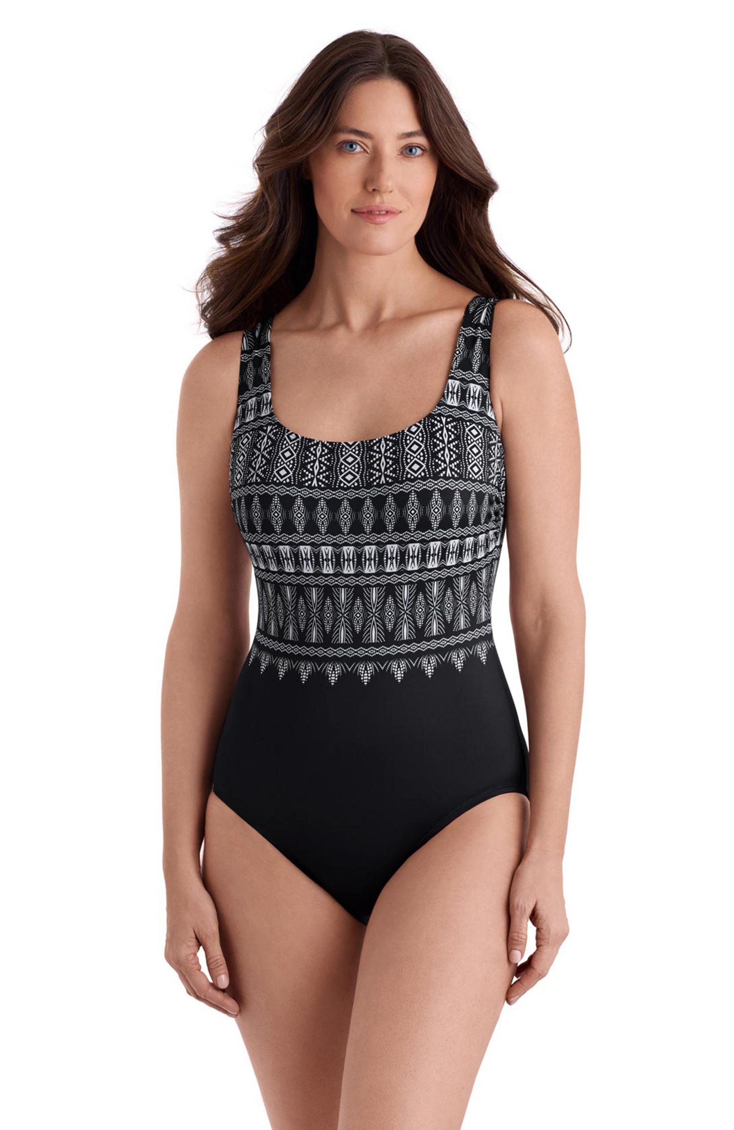 Women's Tribal Nights Double X-Back Tank Long Torso One-Piece Swimsuit