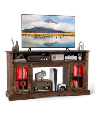 TV Stand with LED Lights and Remote Control Storage Cabinets and Adjustable Shelves