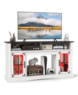 TV Stand with LED Lights and Remote Control Storage Cabinets and Adjustable Shelves