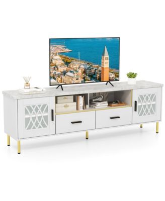 Modern Faux Marble Entertainment Center 71-Inch TV Stand