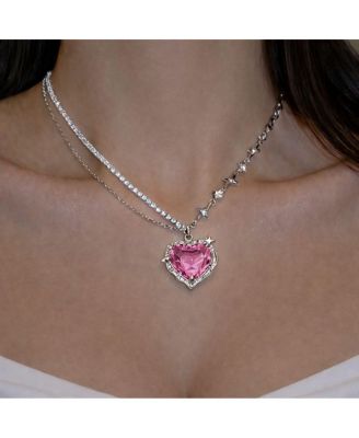 Pink Heart Cross Necklace