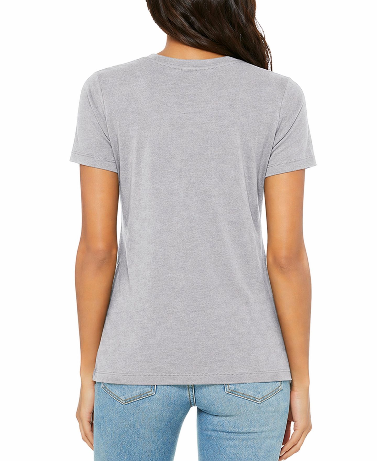 Женские футболки Blu Rock Loose Fit Short Sleeve V-Neck Cotton Stretch Tees, цвет: Меланжевый серый — фото 3