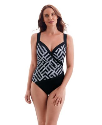 Women's Amazing Spliced Side Shirred Surplice Long Torso One-Piece Swimsuit