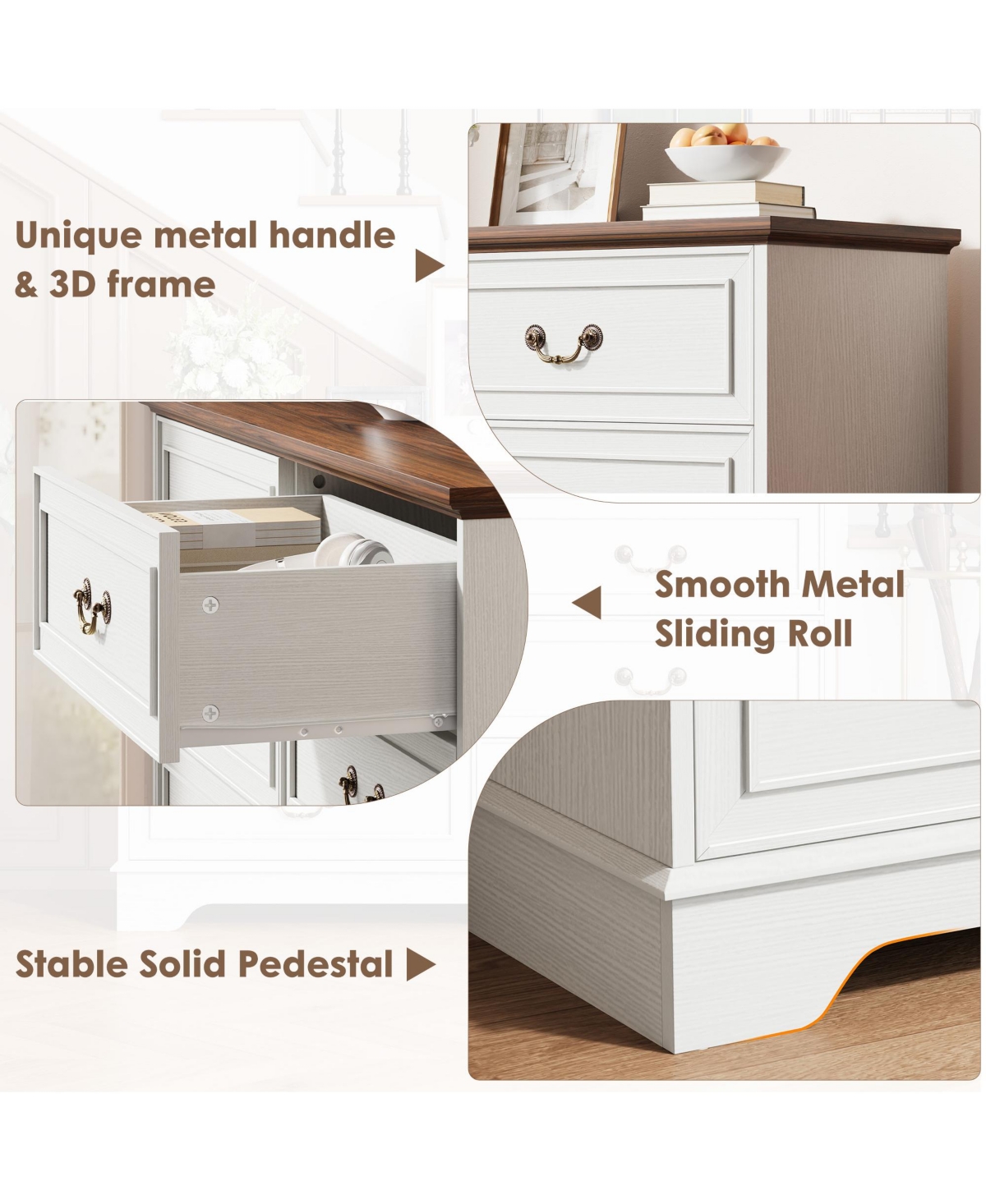 gaomon 6 Drawer Dresser For Bedroom, 47" Wide Double Chest of Drawers, Living Room, Hallway, Entryway