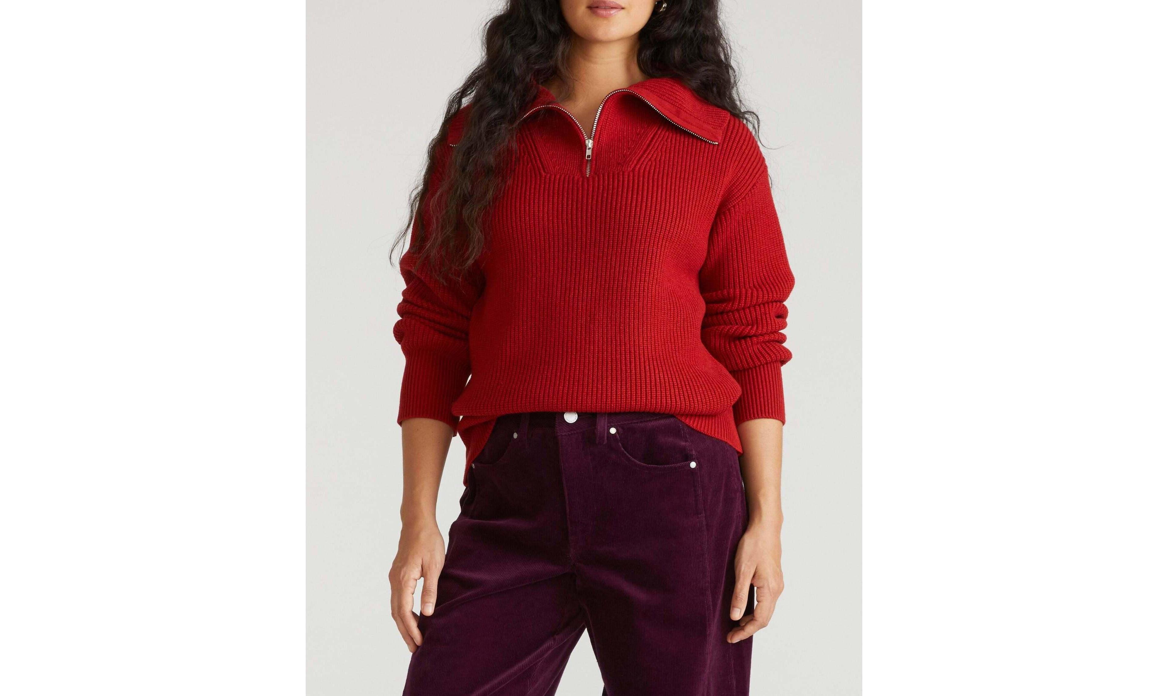 Universal Standard Plus Brenda Ribbed Quarter-Zip Sweater