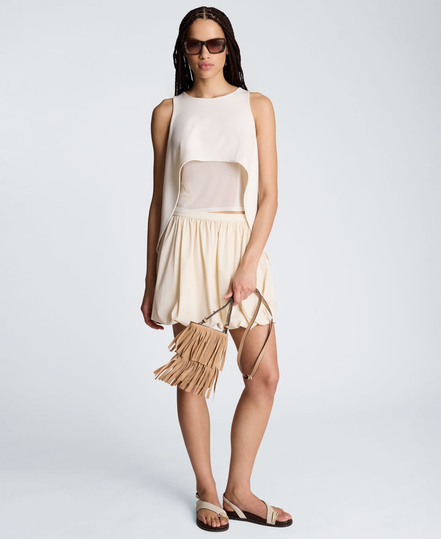 Женский топ Kenneth Cole Layered High-Low, цвет: Устричный — фото 2
