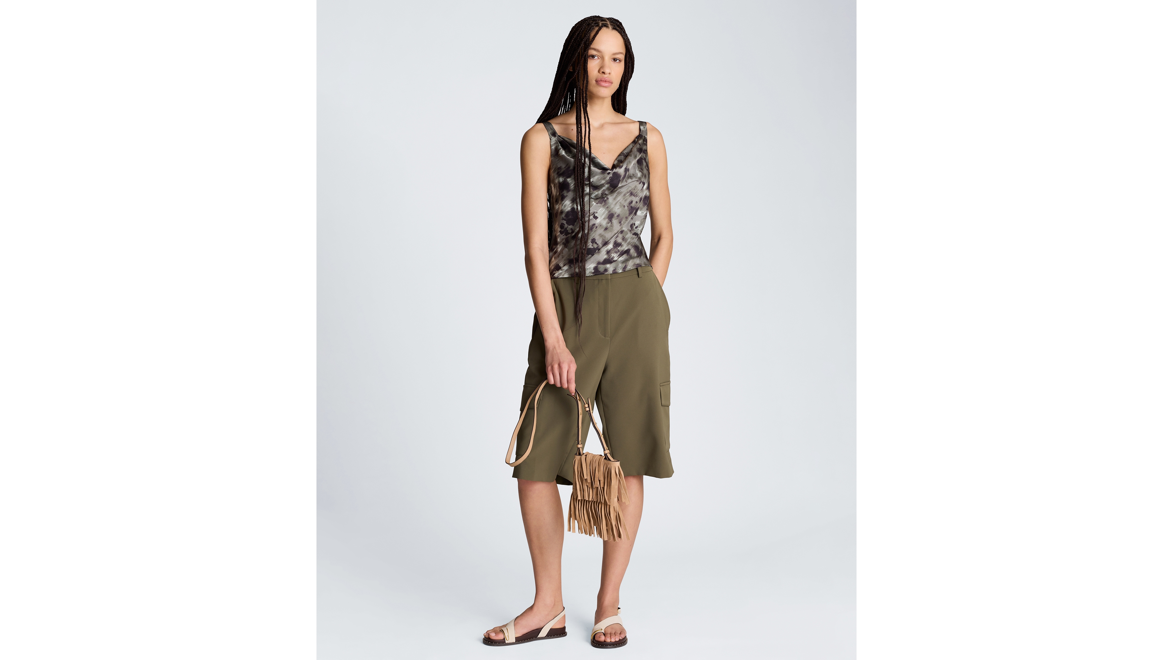 Kenneth Cole Women's Printed Cowl Neck Cropped Cami Top